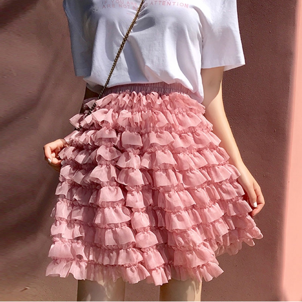 Tiered Ruffle Tulle Mini Skirt